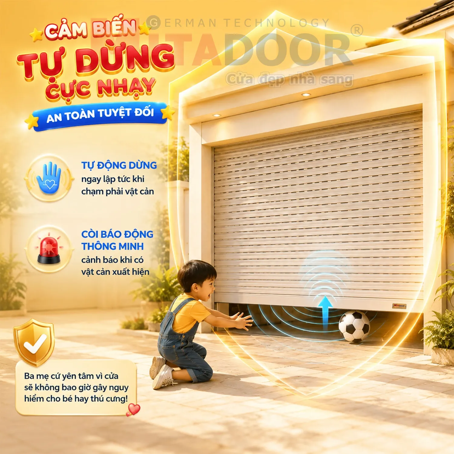 Cảm biến cửa cuốn tự dừng v&agrave; c&ograve;i b&aacute;o động th&ocirc;ng minh