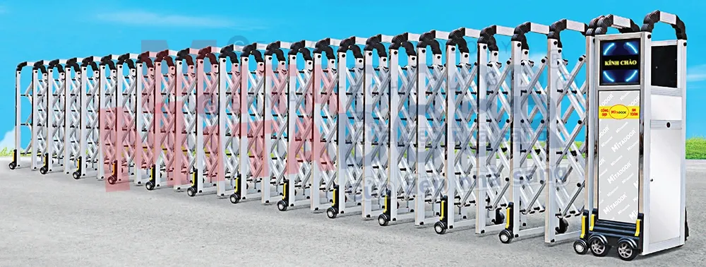 Cửa cổng xếp hợp kim nhôm MT 156-Y Mitadoor thẩm mỹ, vận hành êm ái