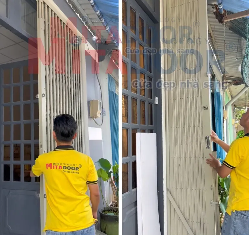 Cửa k&eacute;o tole c&ocirc;ng nghệ Đ&agrave;i Loan c&oacute; thể kết hợp đồng thời thao t&aacute;c k&eacute;o v&agrave; quay v&agrave;o tường, dễ vận h&agrave;nh