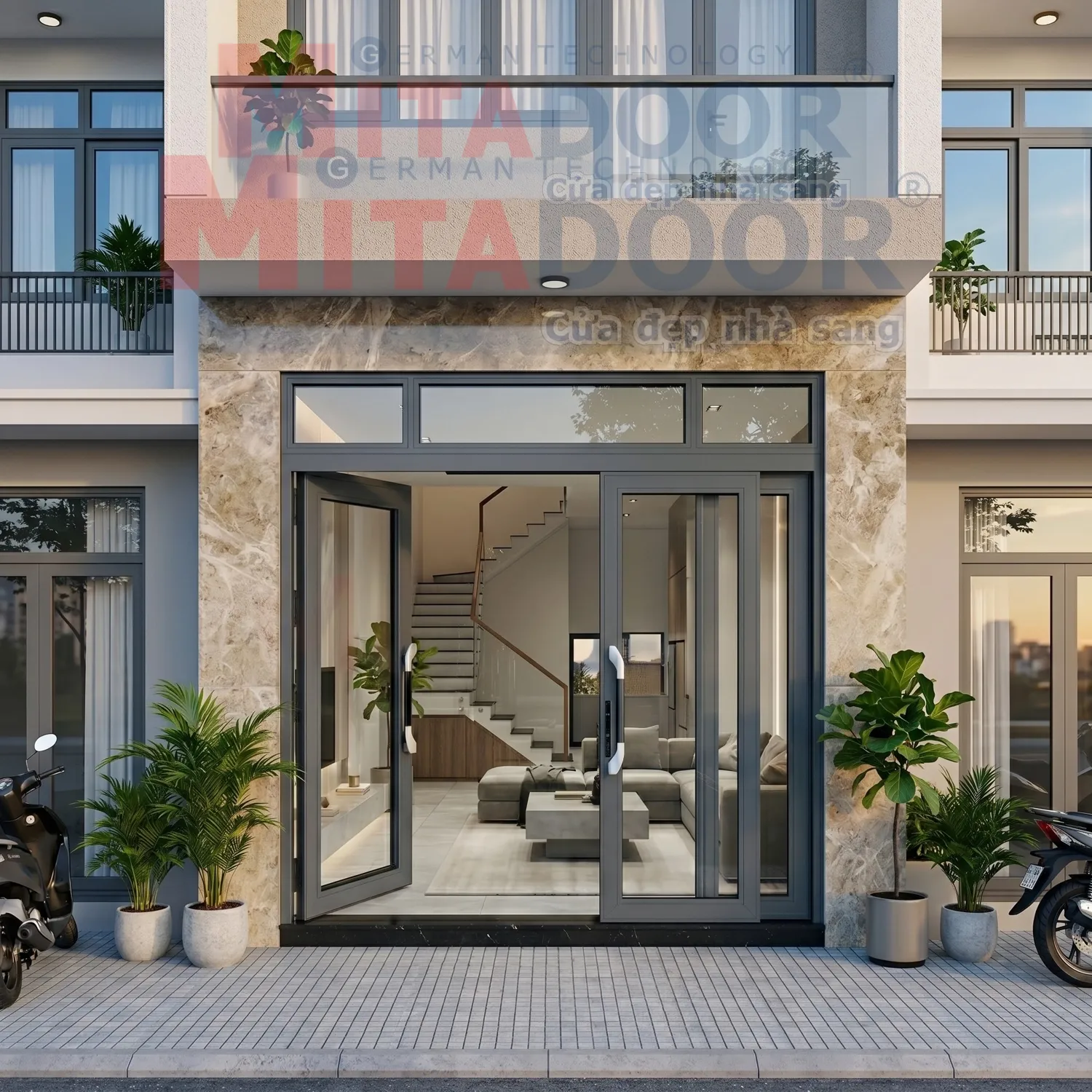 Cửa trượt quay Mitadoor kết hợp tinh tế giữa 2 cơ chế quay v&agrave; trượt