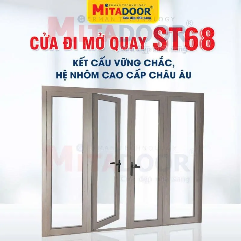 Cửa đi mở quay Mitadoor hệ nh&ocirc;m Ch&acirc;u &Acirc;u ST68 sang trọng, chuẩn phong thủy