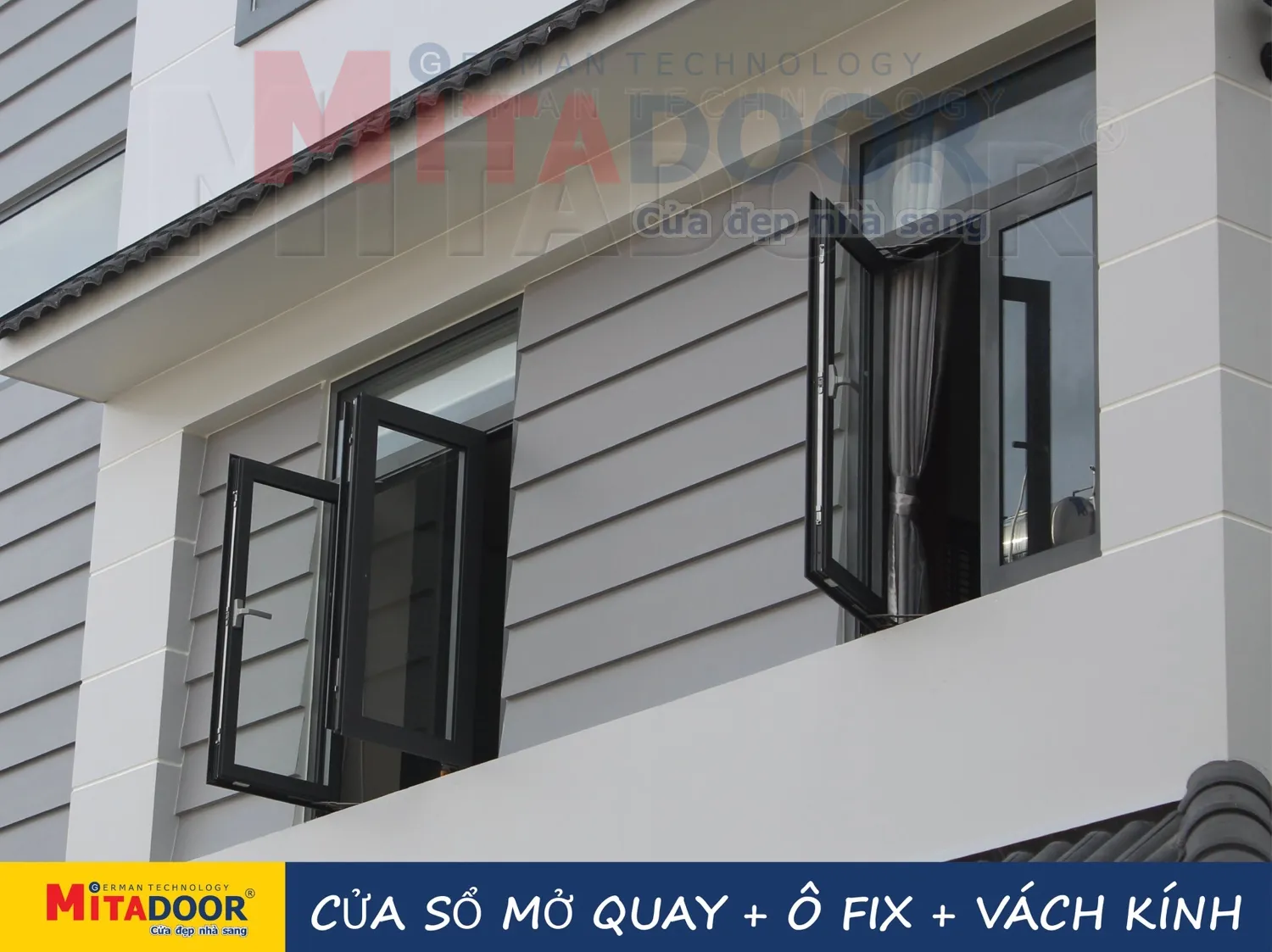 Thiết kế cửa sổ mở quay kết hợp ô fix đảm bảo an toàn