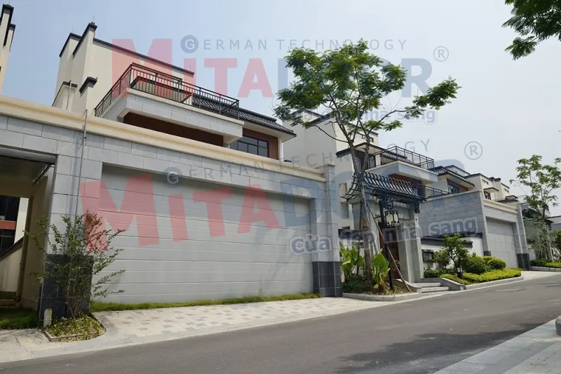 Công trình cửa trượt trần Mitadoor Garage công nghệ Đức không có ô sáng