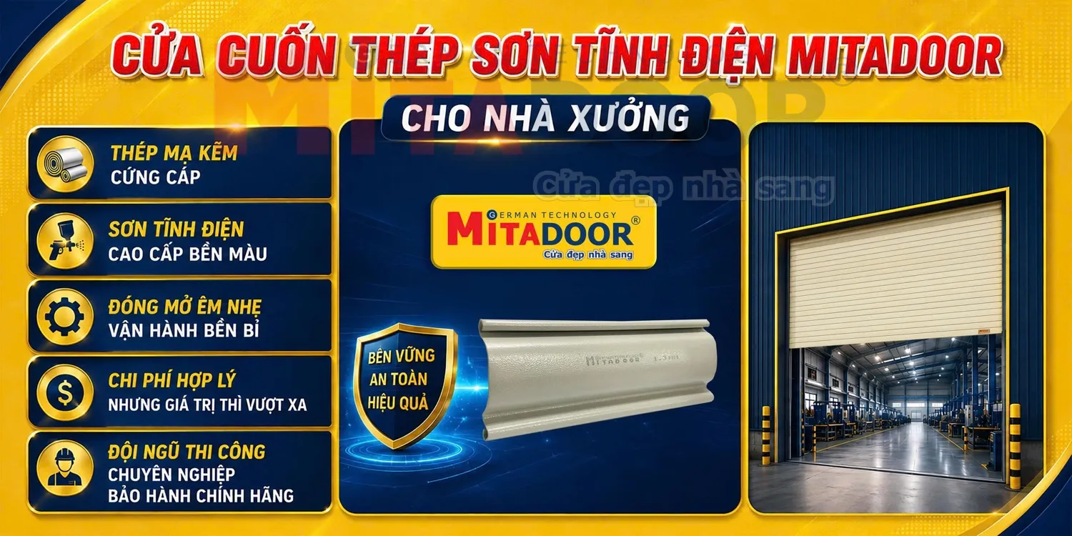 Cửa cuốn th&eacute;p si&ecirc;u trường an to&agrave;n