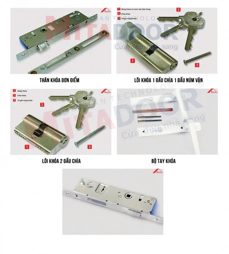 Bộ kh&oacute;a đơn điểm Roto Mitadoor