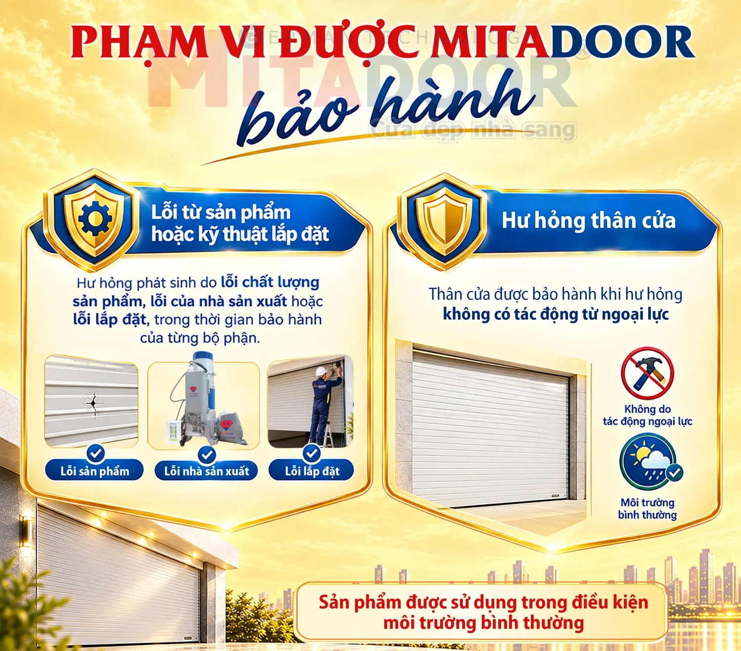 Phạm vi được Mitadoor bảo hành